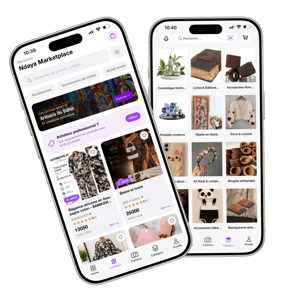 Application Ndaya sur mobile